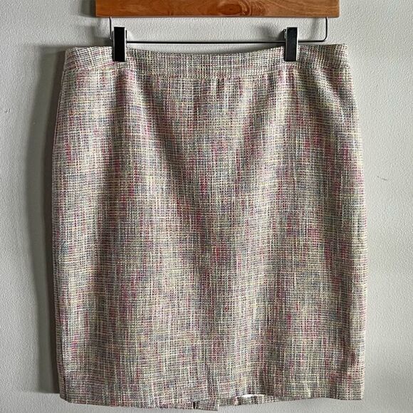 LOFT Size 12 Multicolor Tweed Pencil Skirt Pastel Workwear Office Classic - Picture 1 of 8